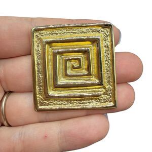 Vintage Jewelry Aztec Brooch Pyramid Square Pin